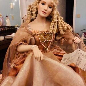 Rare! Cinderella after the ball Franklin mint porcelain doll missing mask